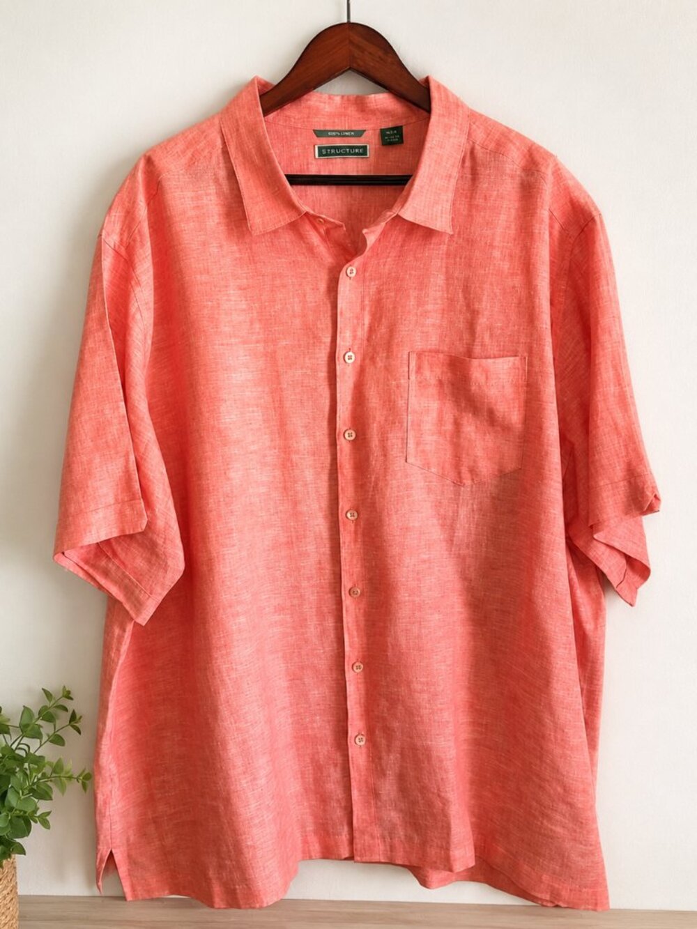 Cubavera 100% Linen Coral Button Up Shirt Mens 3X Resort Beach Tropical